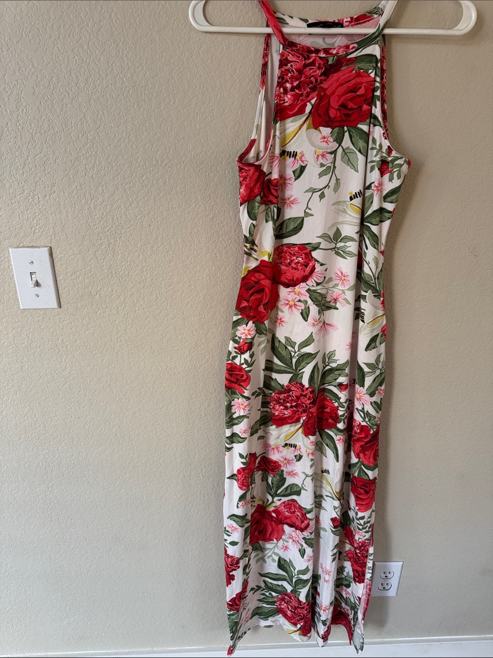 Absolutely Red Floral Maxi Dress on Cream